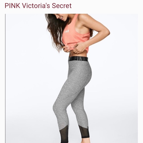 PINK Victoria's Secret Pants - PINK Ultimate gray mesh leggings EUC